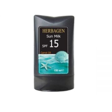 SHORT LIFE - Lapte de Plaja cu Ulei de Morcov si Protectie Solara - Herbagen Sun Milk SPF15, 150 ml