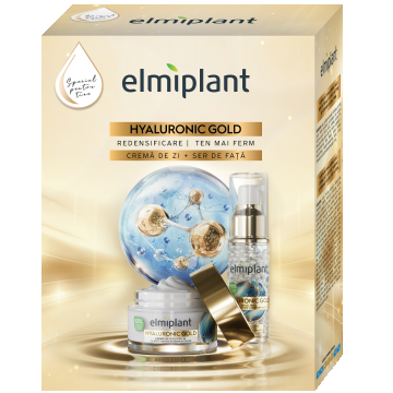 Pachet Hyaluronic Gold Crema de zi 30ml + Ser de fata 30ml, 1 bucata, Elmiplant