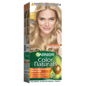 Vopsea de par permanenta Color Naturals 9.1 Blond Cenusiu Foarte Deschis, 112ml, Garnier