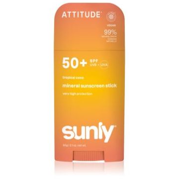 Attitude Sunly Tropical Coco crema de fata cu minerale pentru protectie stick