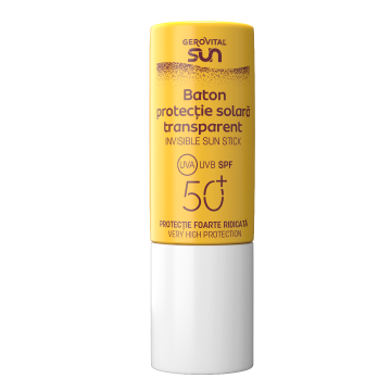 Baton protectie solara transparent SPF50+ Sun, 12 ml, Gerovital