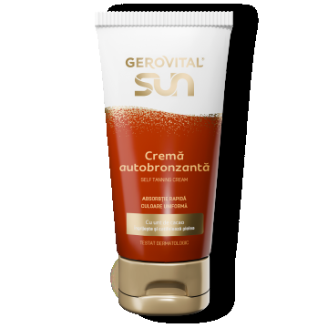 Crema Autobronzantă Cu Unt De Cacao  Bronz Uniform și Hidratare, Gerovital Sun, 150 Ml
