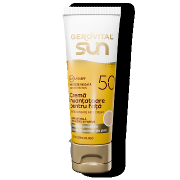 Cremă Nuanțatoare Pentru Față Spf50 - Protecție Ridicată și Ten Uniform, Gerovital Sun, 50 Ml