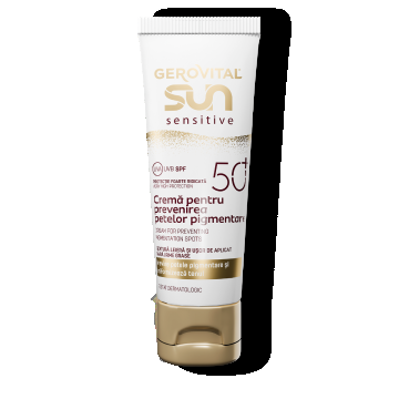 Cremă Pentru Prevenirea Petelor Pigmentare Spf50+ Sensitive  Protecție Ridicată Pentru Piele Sensibilă, Gerovital Sun, 50 Ml