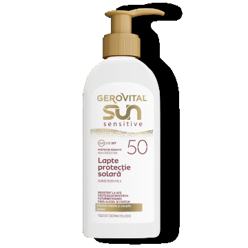Lapte Protecție Solară Spf50  Sensitive  Protecție Ridicată, Gerovital Sun, 200 Ml