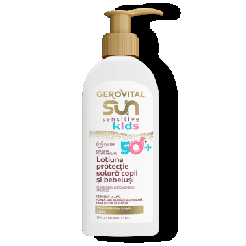 Loțiune Protecție Solară Sensitive Spf50+ Pentru Copii și Bebeluși, Gerovital Sun, 200 Ml