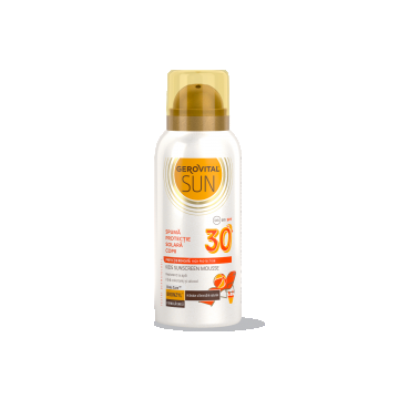 Spumă Protecție Solară Copii Spf 30 Cu Vitamina E  Protecție Ridicată Uva/uvb și Rezistență La Apă, Gerovital Sun, 100 Ml