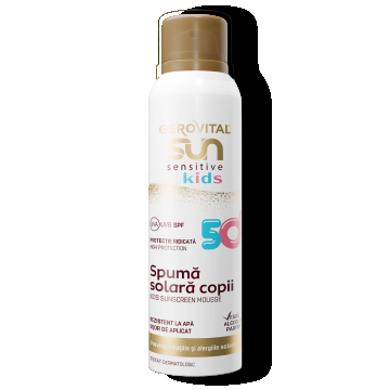 Spumă Protecție Solară Copii Spf50 Sensitive - Protecție Ridicată Pentru Pielea Delicată A Copiilor, Gerovital Sun, 150 Ml