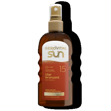 Ulei Bronzant Pentru Plajă Spf 15  Bronz Uniform și Hidratare, Gerovital Sun, 150 Ml