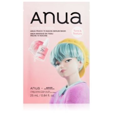 Anua K-Pop Demon Hunters Peach 70% Niacin Mask masca pentru albirea tenului cu colagen