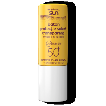 Baton Protecție Solară Transparent Spf50+, Gerovital Sun, 12 Ml