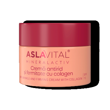 Cremă Antirid și Fermitate Cu Colagen Spf 15 Pentru Ten Sensibil Cu Acțiune Intensivă Anti-mbătrnire, Aslavital Mineralactiv, 50 Ml