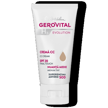 Cremă Cc Spf 20 Nuanță Medie Final Touch, Gerovital H3 Evolution, 30 Ml