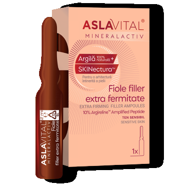 Fiolă Filler Extra Fermitate Cu 10% Argireline Amplified Peptide - Lifting, Antirid și Rejuvenare Pentru Ten Sensibil, Aslavital Mineralactiv, 1 Fiolă X 2 Ml
