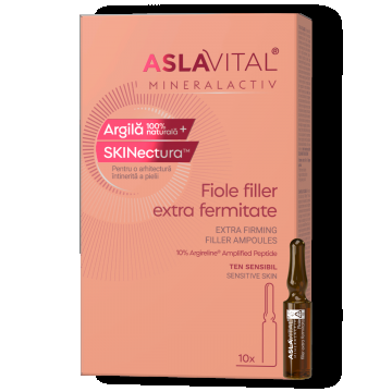 Fiole Filler Extra Fermitate Cu 10% Argireline Amplified Peptide - Extra Fermitate Pentru Ten Sensibil, Aslavital Mineralactiv, 10 Fiole X 2 Ml