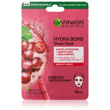 Garnier Textil Masks Hydra Bomb mască textilă hidratantă cu acid hialuronic