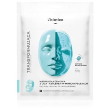 L’biotica Transforming Collagen Mask with CICA and Azulene in Microcapsules masca de colagen împotriva roșeții tenului