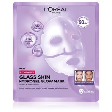 L’Oréal Paris Revitalift Filler Glass Skin mască hidrogel cu efect iluminator