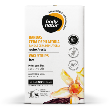 Benzi depilatoare faciale hipoalergenice, 12 benzi+2 servetele post-epilare, Body Natur