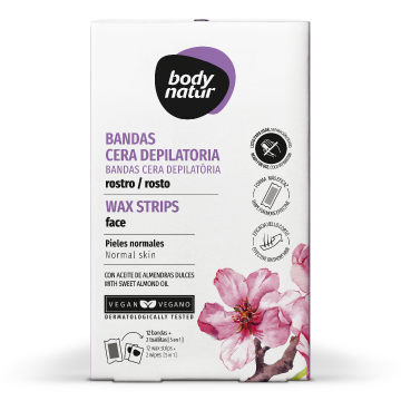 Benzi depilatoare pentru fata, 12 benzi+2 servetele post-epilare, Body Natur
