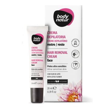 Crema depilatoare pentru fata cu aplicator de precizie, Floare de Lotus, 20 ml, Body Natur