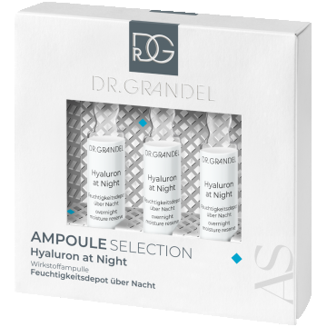 Set fiole pentru noapte cu Acid Hialuronic Hyaluron at Night, 3 x 3ml, Dr.Grandel